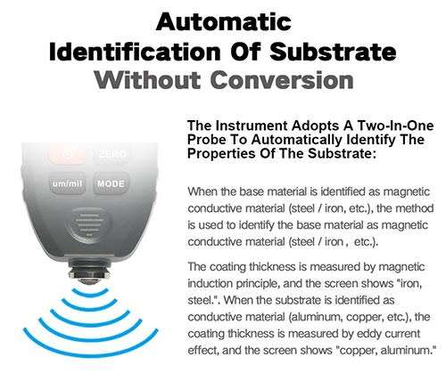 TC100 Coating Thickness Gauge Ultra-precise 0.1micron / 0-1300 with calibration plates