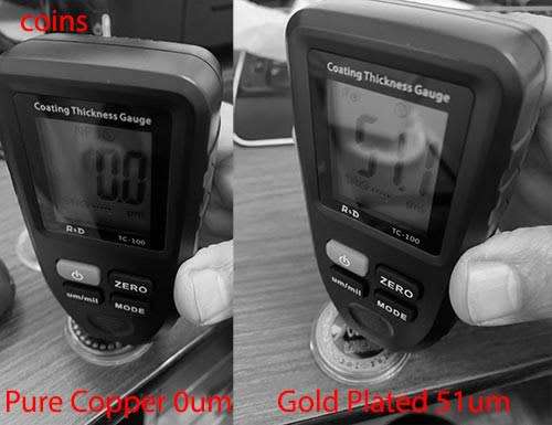 TC100 Coating Thickness Gauge Ultra-precise 0.1micron / 0-1300 with calibration plates