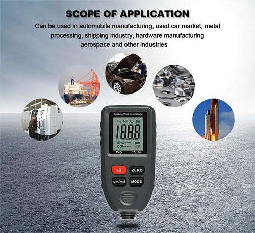 TC100 Coating Thickness Gauge Ultra-precise 0.1micron / 0-1300 with calibration plates