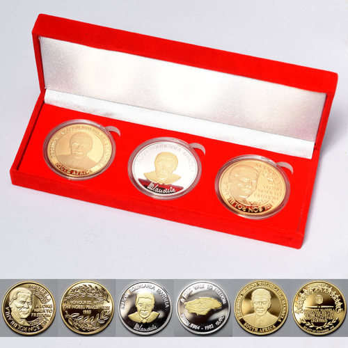 3 X1oz coin gold plated and silver plated Mandela coin set in red velvet presentation box