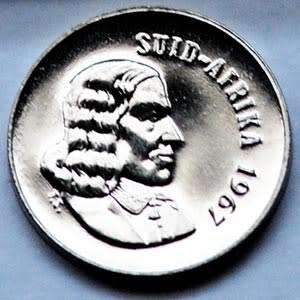 1967 South Africa 5c proof nickel Afrikaans
