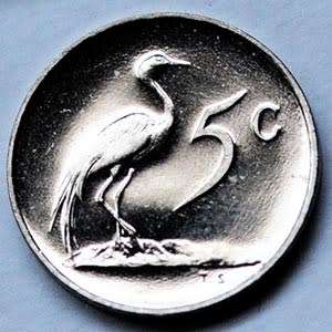 1967 South Africa 5c proof nickel Afrikaans