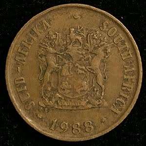 1988 South Africa circulated bronze 1c