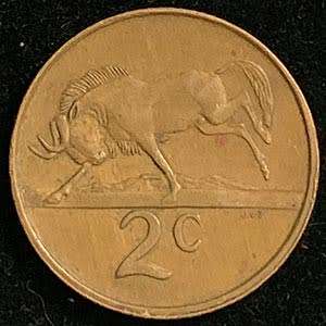 1989 South Africa 2c circulated nickel