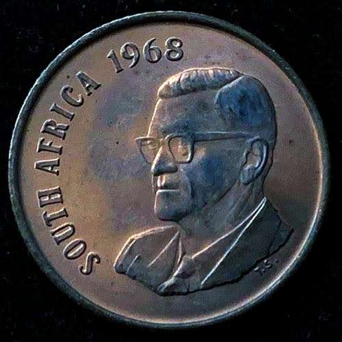 1968 South Africa 2c English Uncirculated nickel