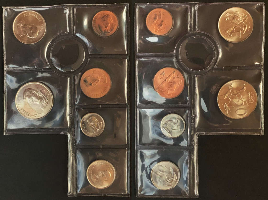 1968 South Africa Afrikaans uncirculated mint set excluding R1 as issued by SA Mint