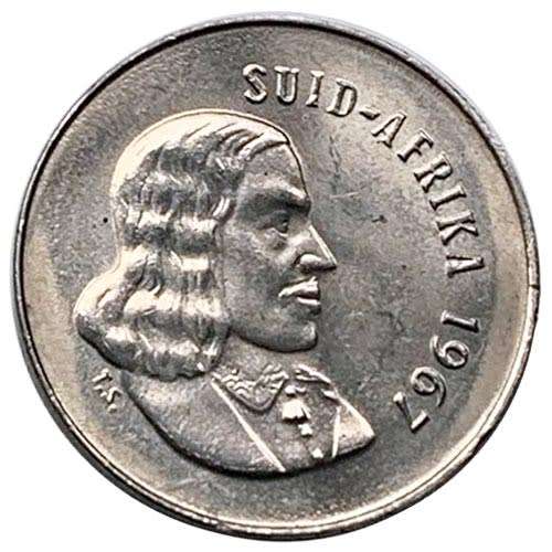 1967 South Africa Afrikaans 5c uncirculated nickel