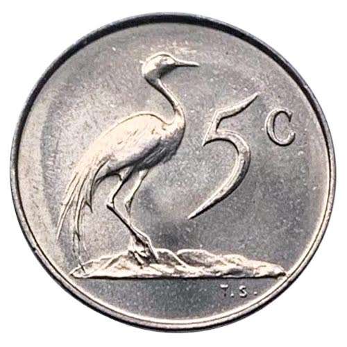 1967 South Africa Afrikaans 5c uncirculated nickel