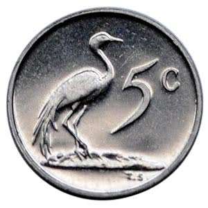1974 South Africa 5c proof nickel