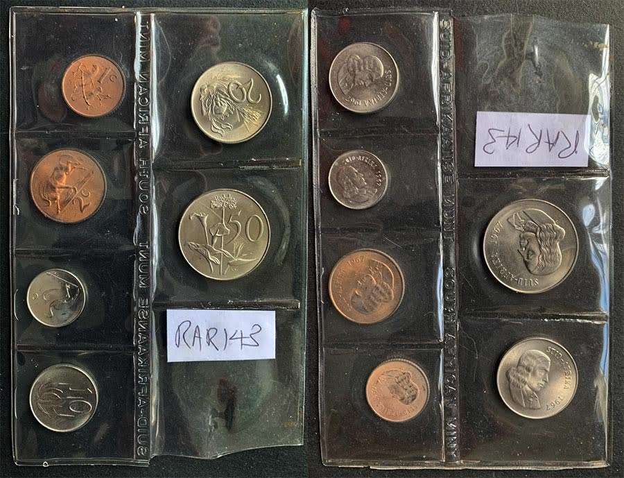 1967 South Africa Afrikaans uncirculated mint set excluding R1 as issued by SA Mint