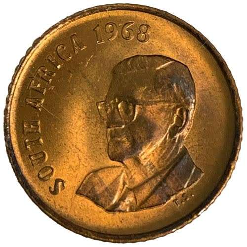 1968 South Africa English 1c uncirculated bronze