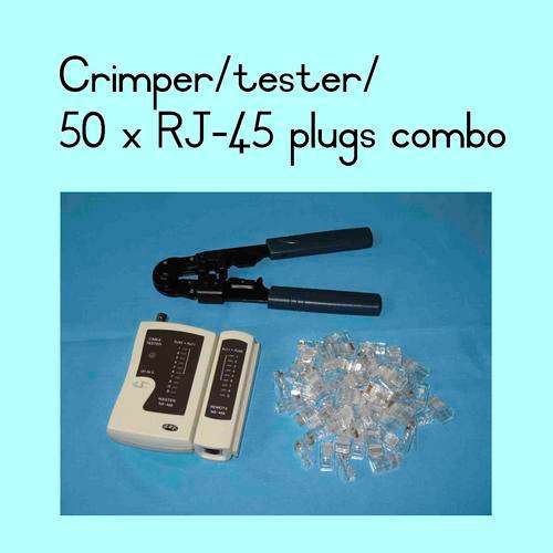 RJ45 CRIMPING TOOL, CABLE TESTER and 50 x RJ45 plugs