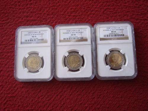 MANDELA BIRTHDAY SET. 1 X AU55. 1 X AU58. 1 X MS66. NGC GRADED!!