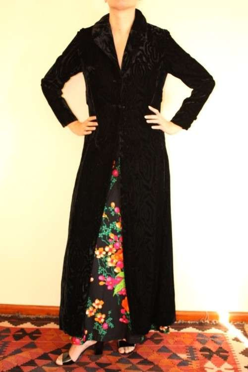 Black velvet opera coat