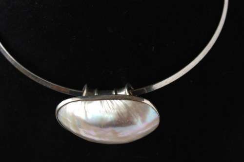 Mother-of-pearl and sterling silver pendant