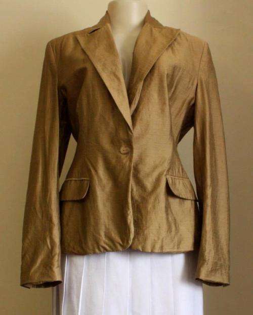 Gold silk jacket by Jenni Button