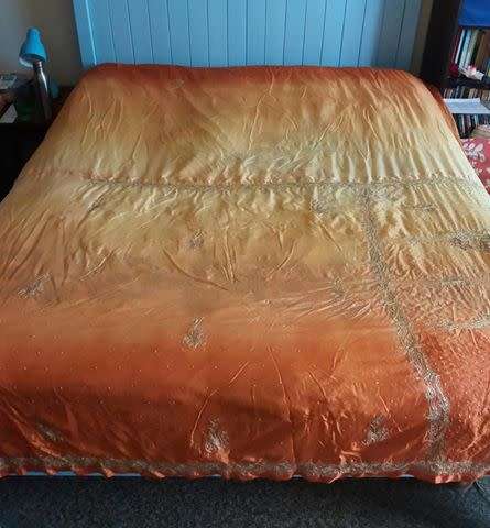 Ombre burnt orange and gold wedding sari bedspread