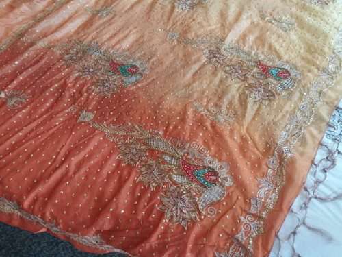 Ombre burnt orange and gold wedding sari bedspread