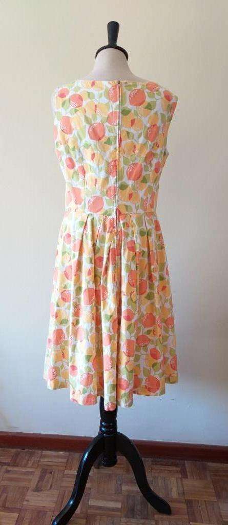 1950s summer cotton dress with citrus novelty print