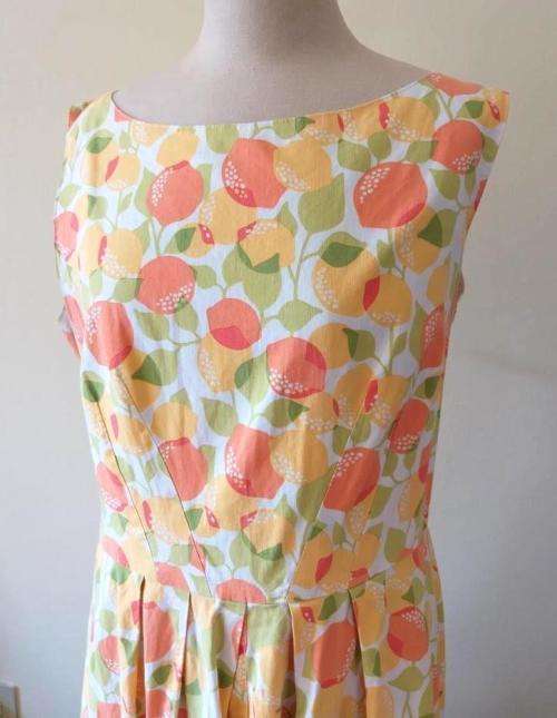 1950s summer cotton dress with citrus novelty print