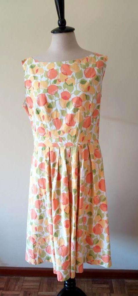 1950s summer cotton dress with citrus novelty print
