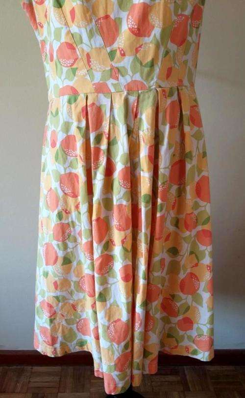 1950s summer cotton dress with citrus novelty print