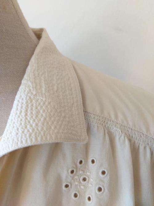 1940s cream silk shirt with openwork embroidery