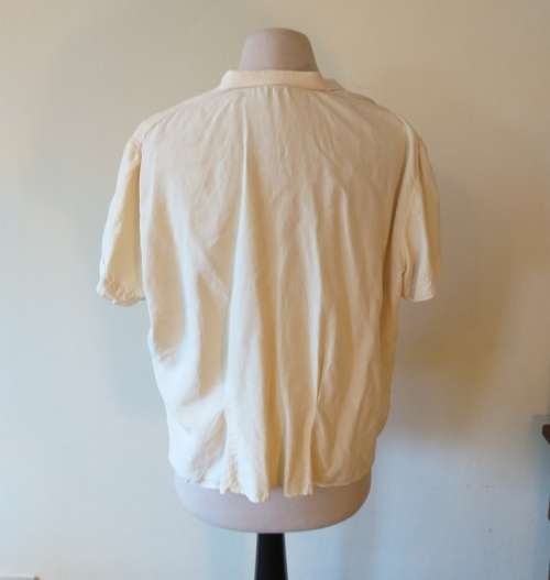 1940s cream silk shirt with openwork embroidery