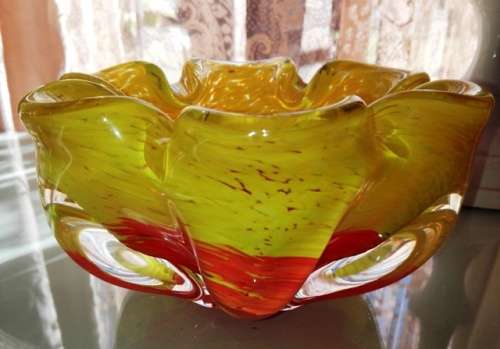 Murano? Yellow & orange glass bowl
