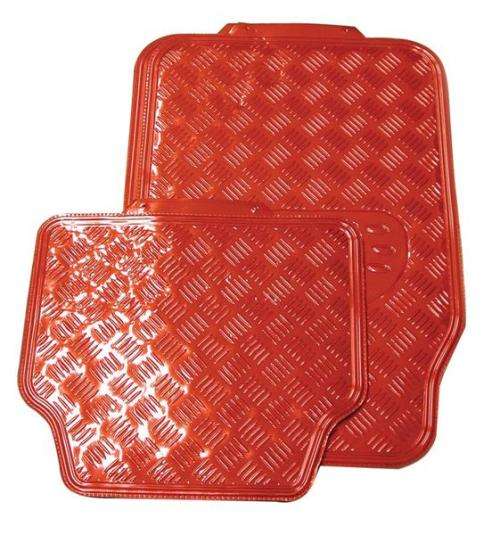 Metallic Car Mat Set - Red