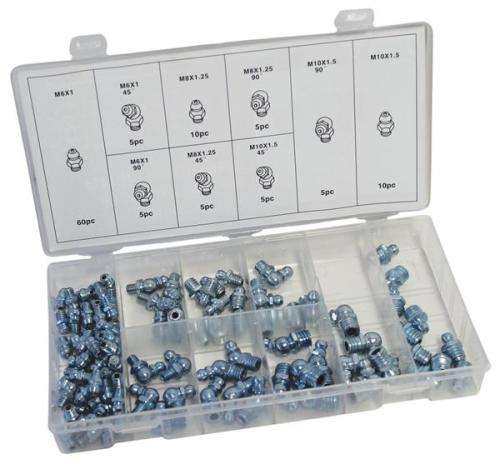 Assorted Metric Grease Nipples - 110 Pieces