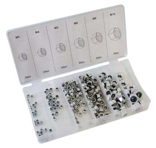 Assorted Nylock Nuts - 195 Pieces