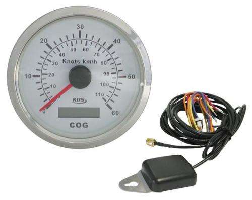 Marine Speedometer with Digital Hour Meter and GPS - White