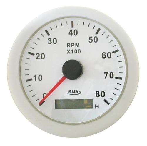 Marine Analogue 8000RPM Tachometer with Digital Hour Meter - White