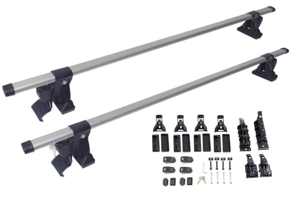 Oval Aluminium Roof Bars with 3 Types of Mount Fittings - 134cm Length