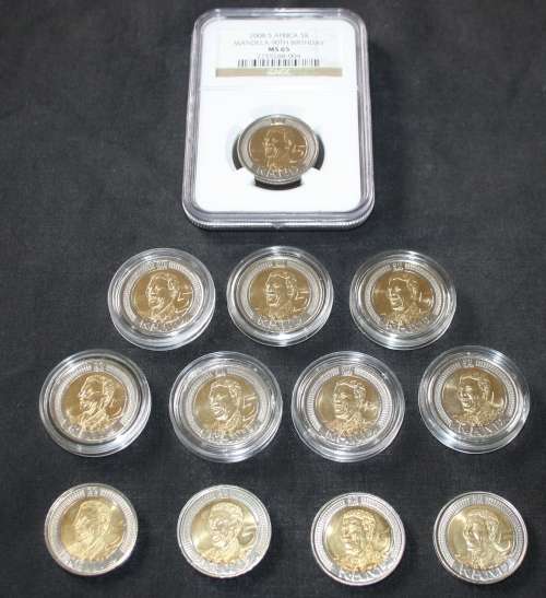 NELSON MANDELA 90th BIRTHDAY 1980 CERTIFIED MS65 PLUS OTHERS.  SEE DESCRIPTION