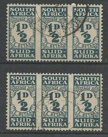 UNION OF SOUTH AFRICA FINE USED & VERY FINE USED 1/2 BANTAM POST DUES CV R800+