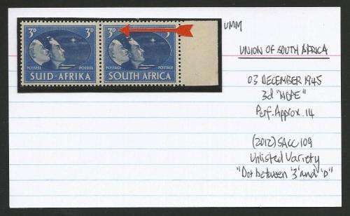 UNION OF SA 3d VICTORY WITH LISTED VARIETY UMM ON CARD.  SEE DESCRIPTION