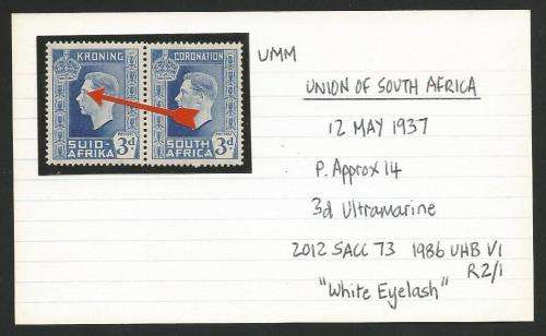 UNION OF SA 3d CORONATION PAIR UMM WITH LISTED VARIETY V1 ON CARD.  SEE DESCRIPTION