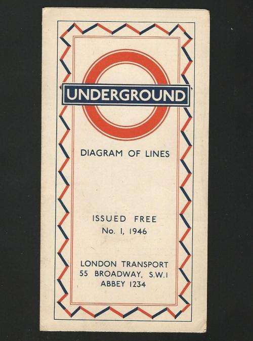 SCARCE LONDON UNDERGROUND MAP NO.1 1946 LOVELY CONDITION.  SEE DESCRIPTION