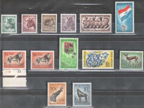 UNION OF SA COMPLETE SET 1961 DEFINITIVE ISSUE MNH