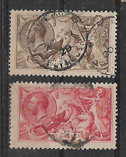 GREAT 1918 2/6 AND 5/- "SEAHORSES " GOOD USED SG415a/416. CV R4,180+