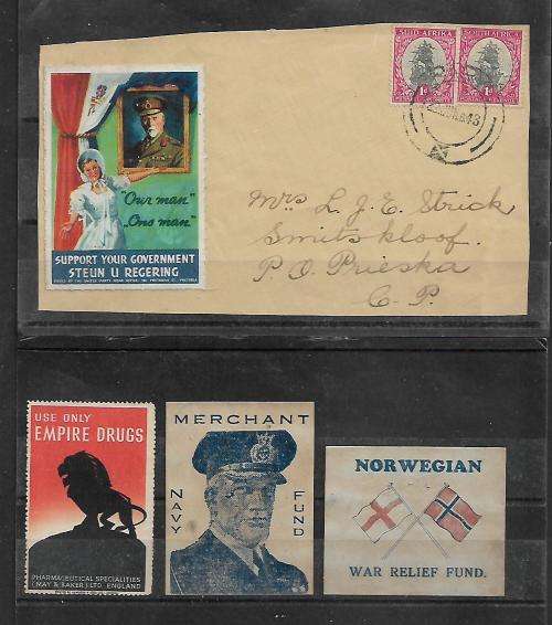 VERY INTERESTING EARLY LOT OF LABELS. SOME COOL JAN SMUTS STUFF !!!  SEE SCANS.