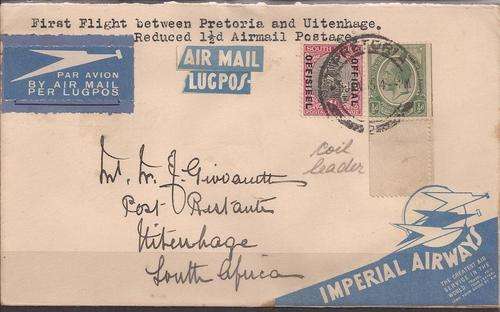 LOVELY FIRST FLIGHT COVER WITH SCARCE 1/2d COIL LEADER ...