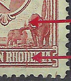 **VARIETY**  NORTHERN RHODESIA 1938 1,5d VFU `RED LINE` FLAW. HIGH CV !!