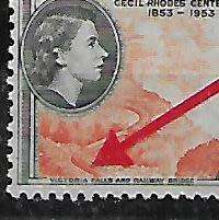 **VARIETY** NORTHERN RHODESIA 1953 1/- MM. `MAJOR RE-ENTRY FLAW`.  HIGH CV !!