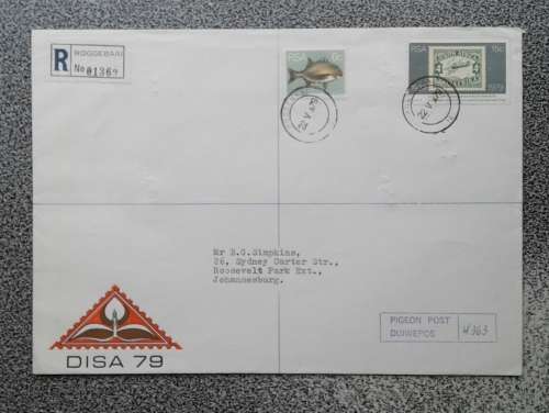 VERY SCARCE 1979 RSA PIGEON POST COVER AND CONTENTS.  SELDOM SEEN !!!  SEE PHOTOGRAPHS.
