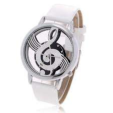 Leather Quartz Wrist Watch with Music Symbol