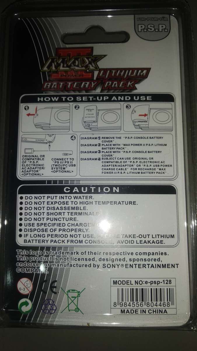 PSP Max Power 3 2680mah battery for original or slim psp (psp 1000, 2000, 3000)