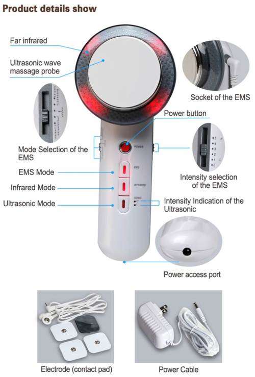 3 in 1 Ultrasonic EMS Infrared Slimming Device including Conductive Gel